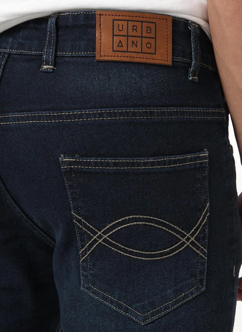 Urbano Fashion  Urbano Fashion Men's Dark Blue Bootcut Fit Mid Rise Heavy Washed Jeans Stretchable for Men | Best Price UAE